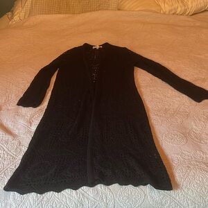 Long black cardigan crochet style xl